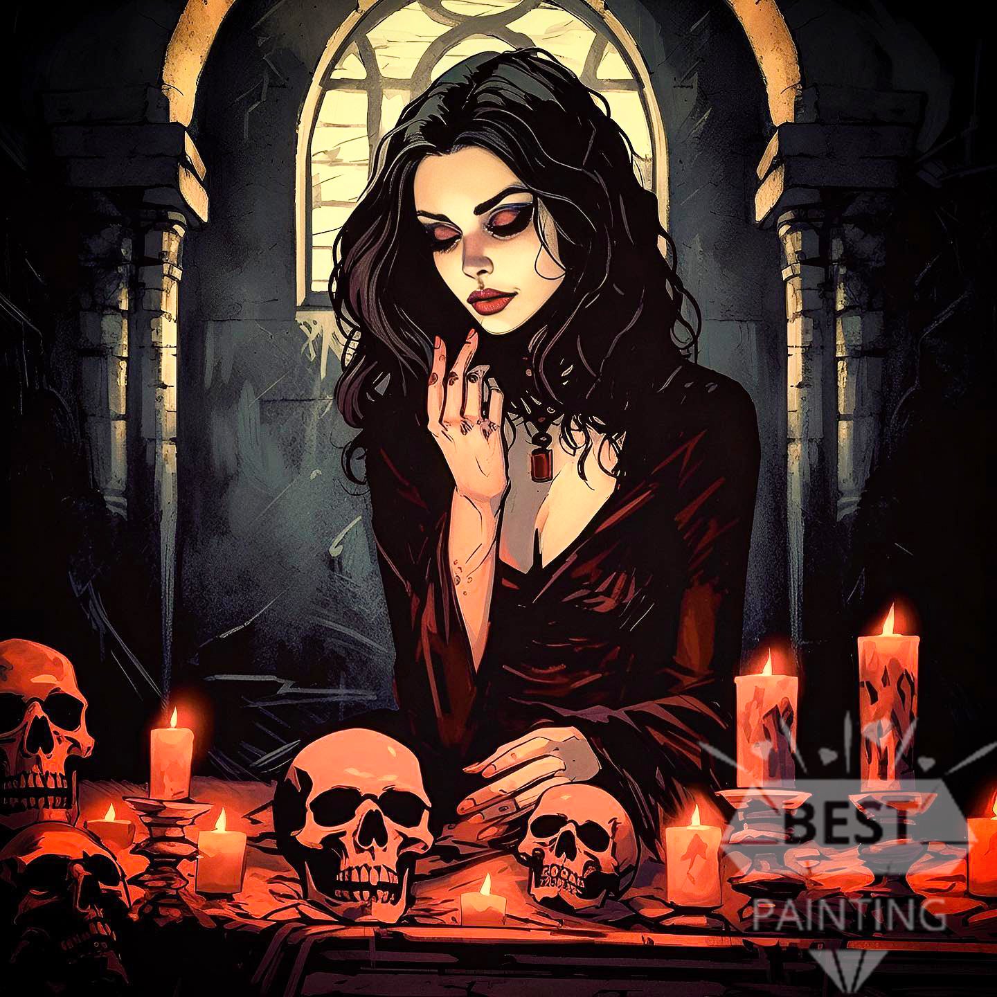 Skull Huntress Halloween Diamond Painting – Best Diamond Paintings