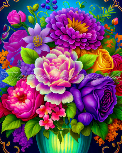 Blooming Colorful Flowers Diamond Art