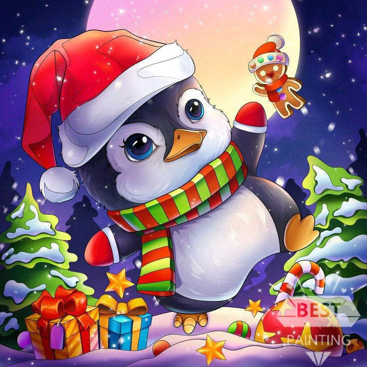 Cute Penguin With Christmas Gifts