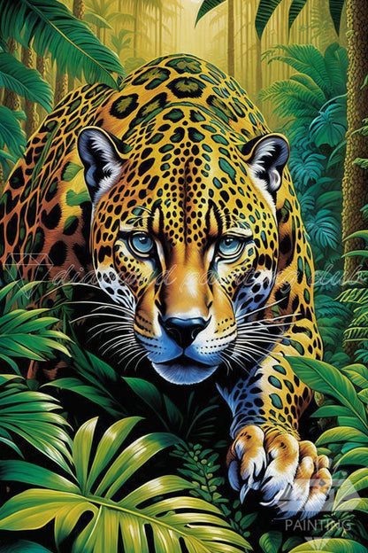 Jaguar Hunting Diamond Dot Art