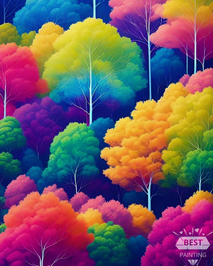 Multi Color Trees Paint With Diamonds