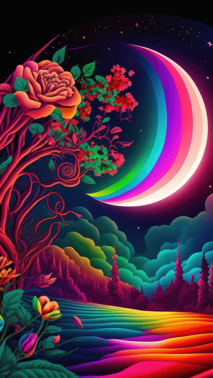 Rainbow Fantasy Moon Diamond Art