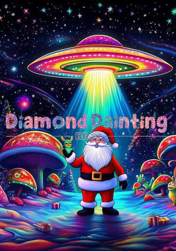 Santa Under Spaceship Diamond Bead Art