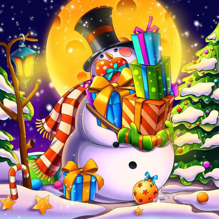 Snowman With Christmas Gifts
