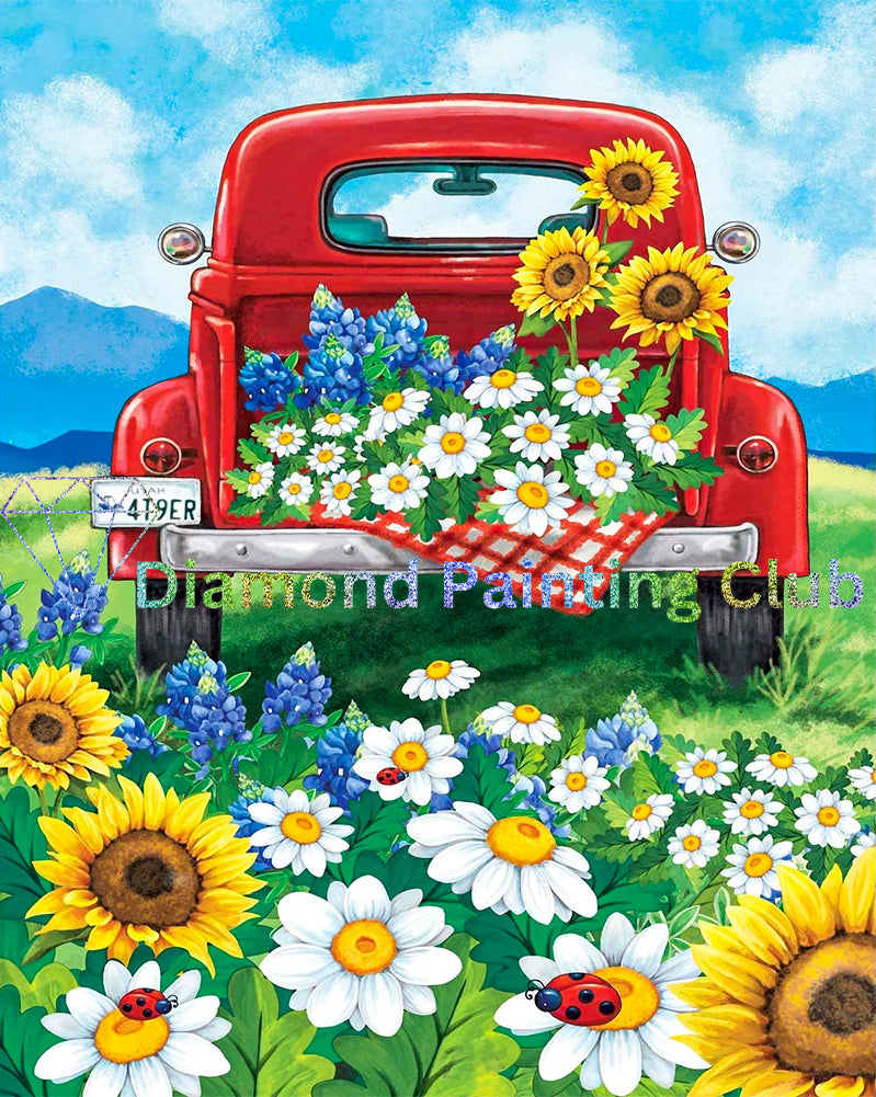 Sunflowers Car Diamond Gem Painting