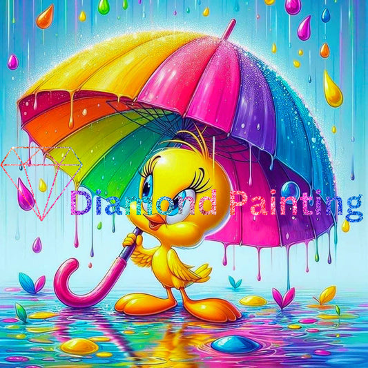 Tweety In Rainbow Rain Diamond Painting