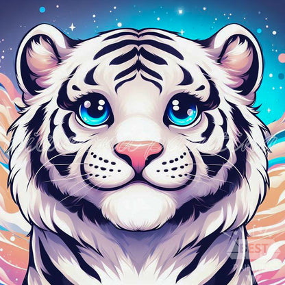 White Tiger Cub Mystical Diamond Art