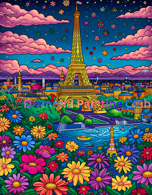 Eiffel Tower Flowers Art