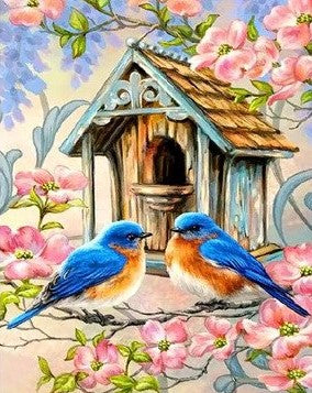 Bead Painting Kit Of Wooden Cabin Of Birds