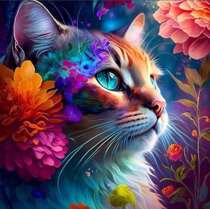 Beautiful Floral Cat Bead Art Kits