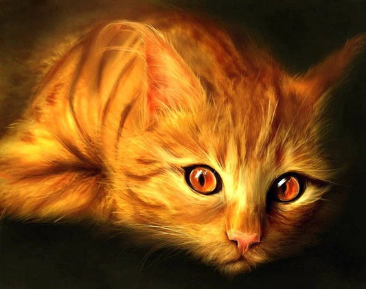 Beautiful Golden Cat 5D Diamond Bead Art