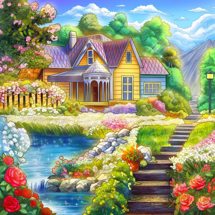 Beautiful Summer Garden With Cottage Bead Painting Kit