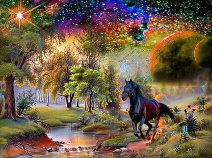 Black Horse In Scenic Beauty Best Bead Art Kits