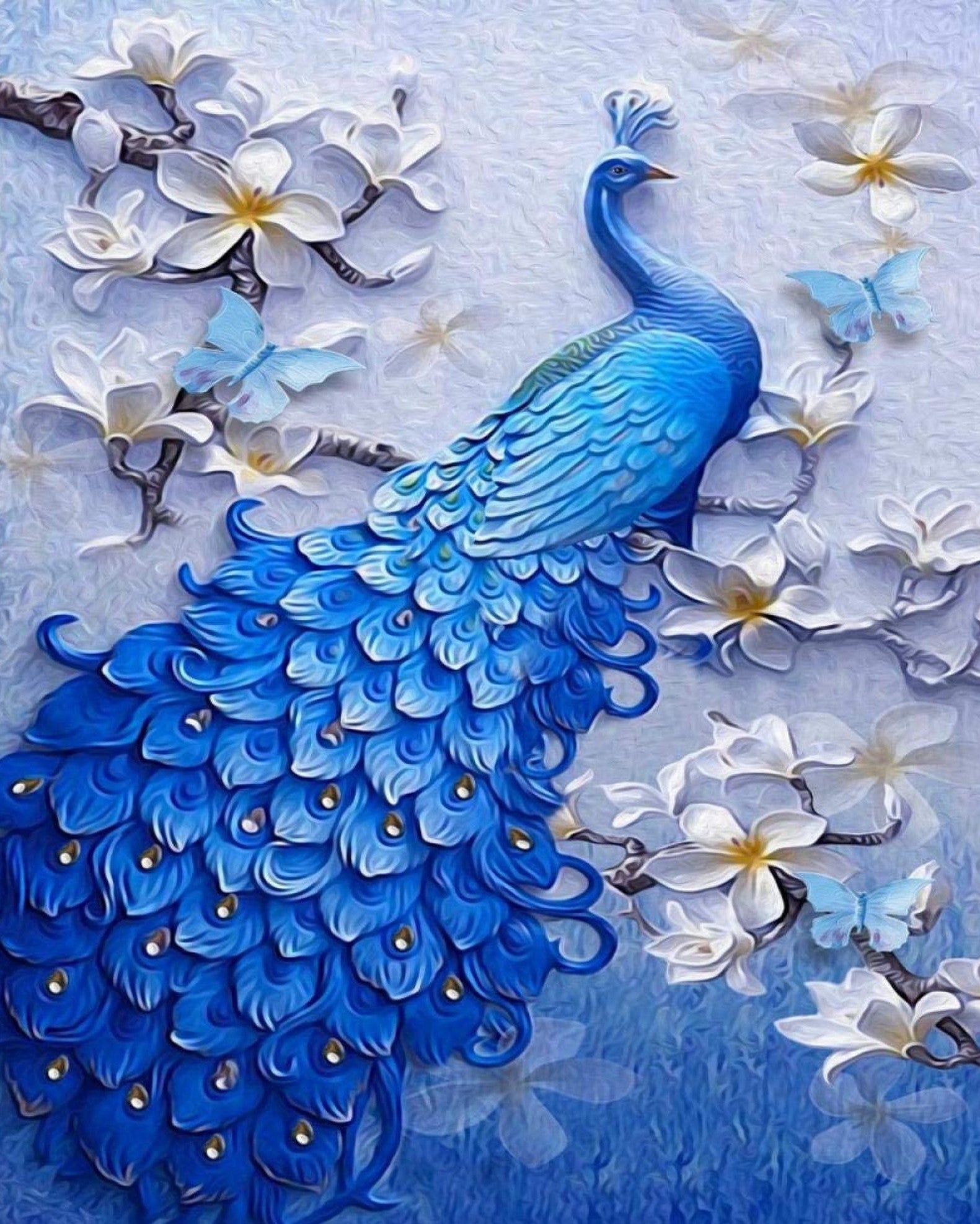 Blue Peacock Diamond Bead Art