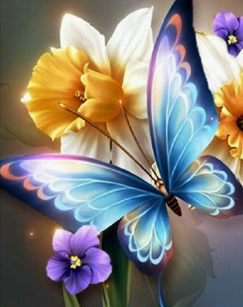 Butterfly And Flower Diamond Painting