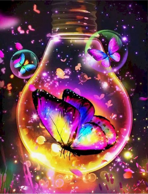 Butterfly In Blub Diamond Bead Art