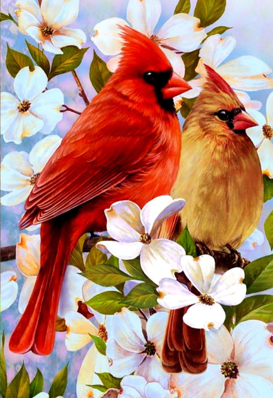 Cardinal Birds In Spring Diamond Art