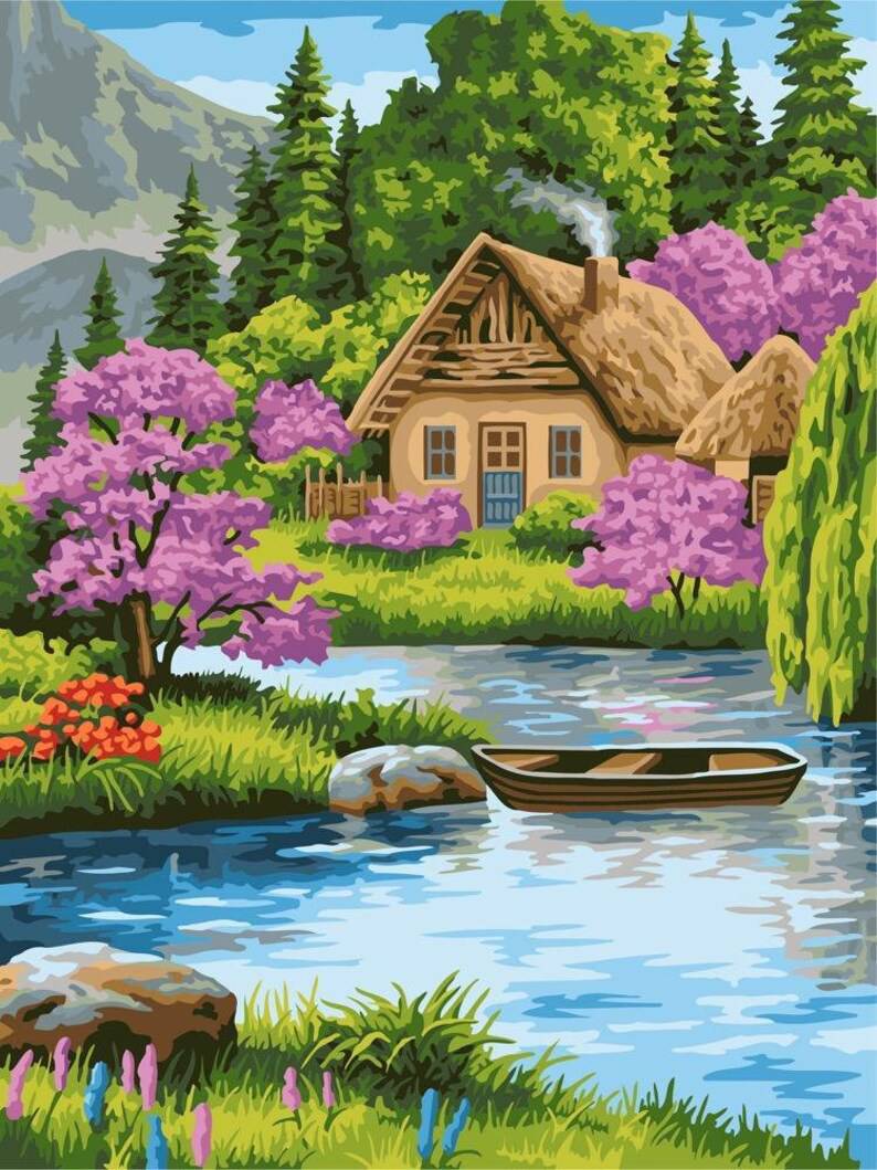 Cottage By Lake Bead Painting Kit
