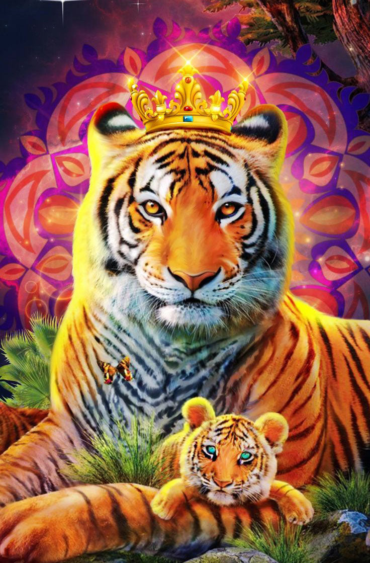 Crown Tiger With Cub Bead Art Kits