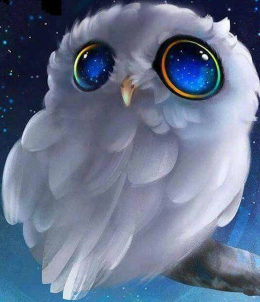 Cute Baby White Owl Diamond Art Kit