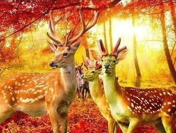 Deer Family In Autumn Bead Painting Kit