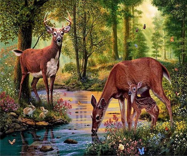Deer Family In Lake Bead Art Kits