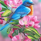 Diamond Painting Of Beautiful Bird On Flower Branch