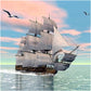Diamond Painting Of Ship With White Sails