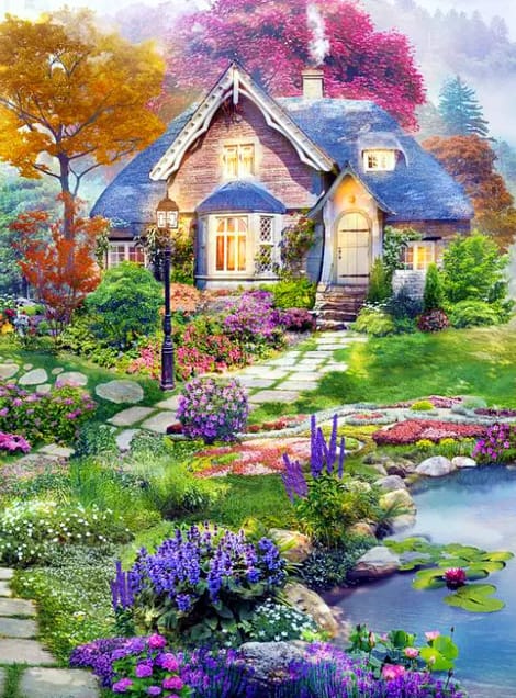 Diamond Painting Of The Fairytale Magic House In The Forest