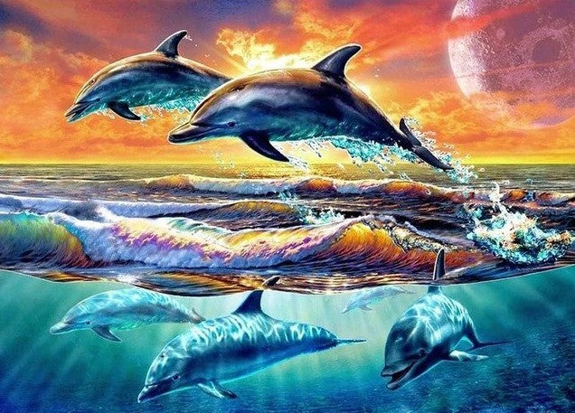 Dolphins Fantasy 5D Diamond Bead Art