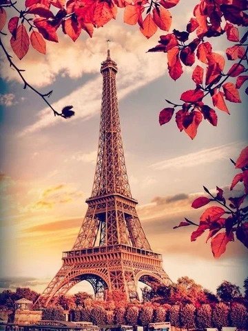 Eiffel Tower In Autumn Diamond Bead Art