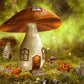 Fantasy Mushroom House Diamond Bead Art