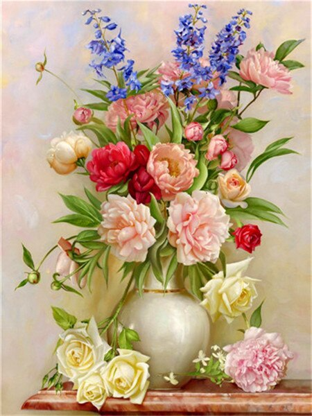 Flower Vase Beautiful Diamond Art