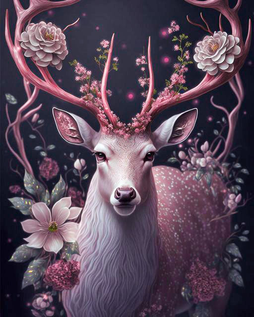 Flowers Guardian - Deer Diamond Art