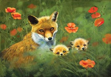 Fox Cubs Diamond Bead Art