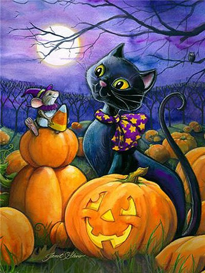 Halloween Kitten And Mice Diamond Bead Art