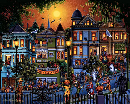 Halloween Street Scene Diamond Art