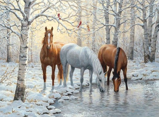 Horses In Snowy Lake Bead Art Kits