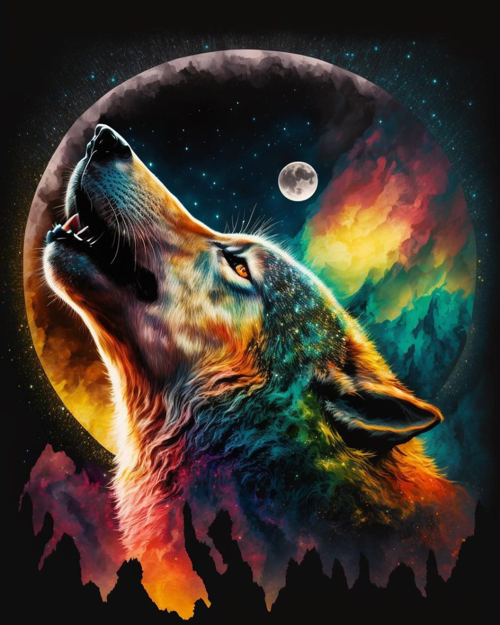 Howling Wolf In Moonlight Bead Art Kits