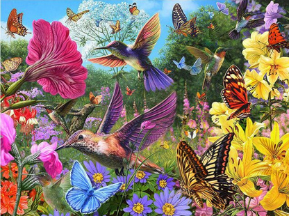 Humming Birds And Butterflies Diamond Painting Art