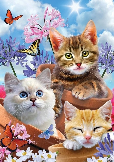 Kittens In Flower Pot Bead Art Kits