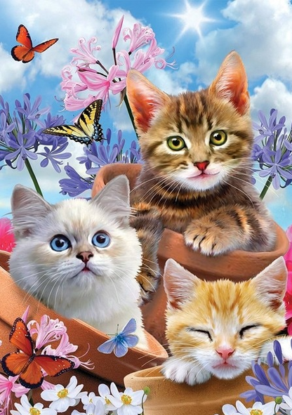 Kittens In Flower Pot Bead Art Kits