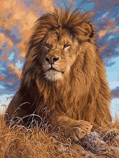 Majestic Lion Diamond Bead Art