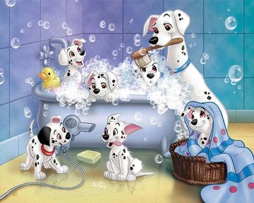 Puppies Having Bath 5D Diamond Bead Art