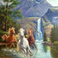 Running Horses In Lake Diamond Bead Art