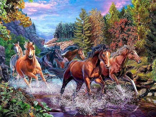 Rushing Horses In River Best Bead Art Kits