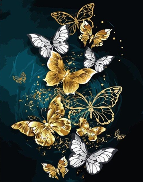 Silver And Gold Butterfly Diamond painting Art
