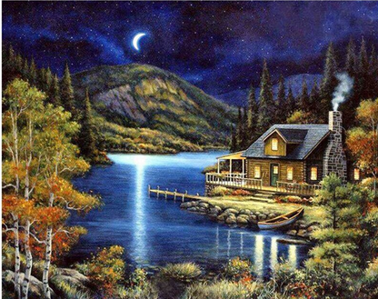 Small House Near The Lake 5D Diamond Painting