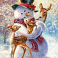 Snowman With Baby Deer's Diamond Bead Art