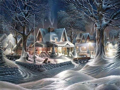 Snowy Houses Scenery Bead Painting Kit